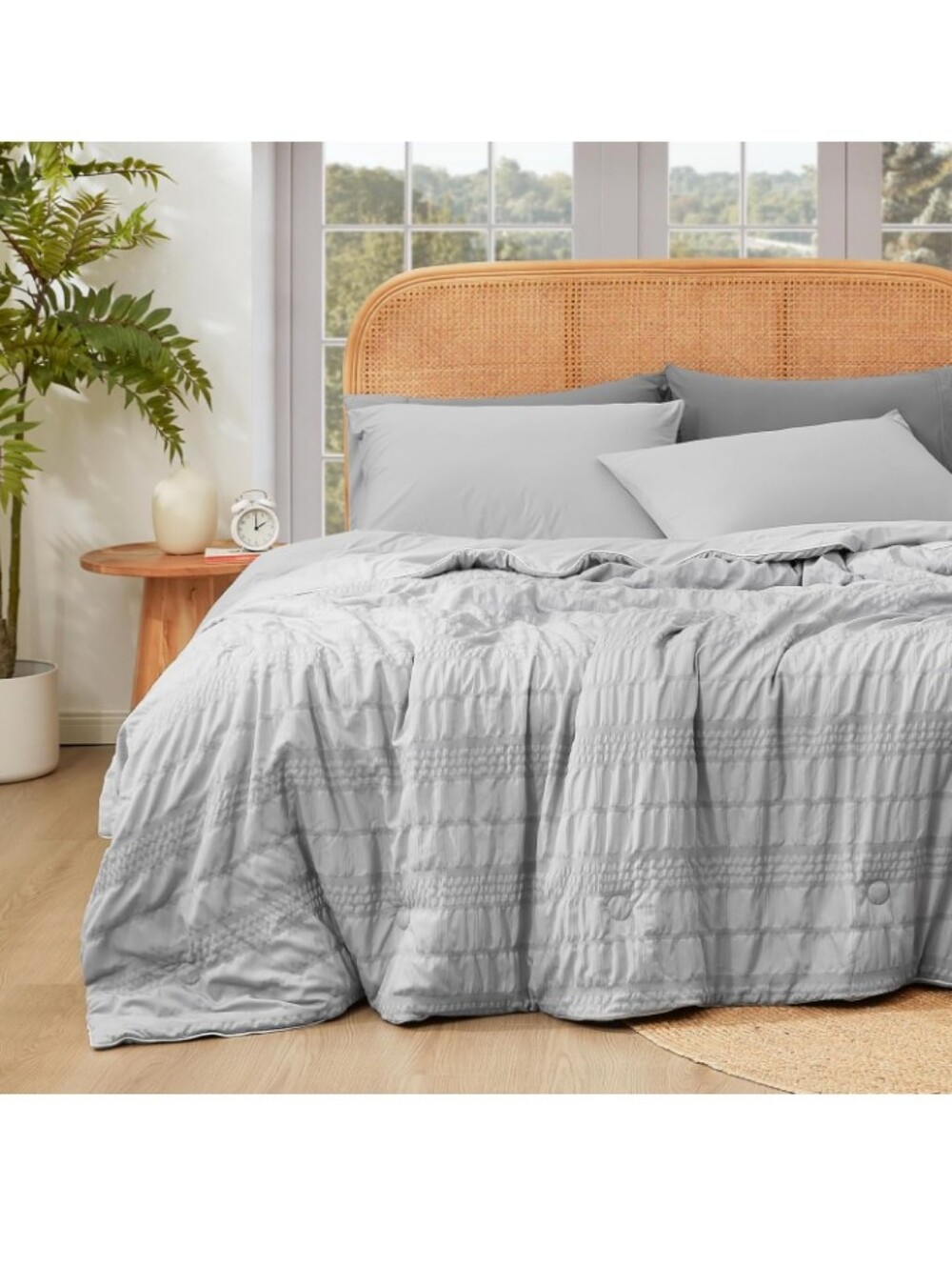 Neutral Gray Striped Cooling Comforter - Queen - BRAND NEW